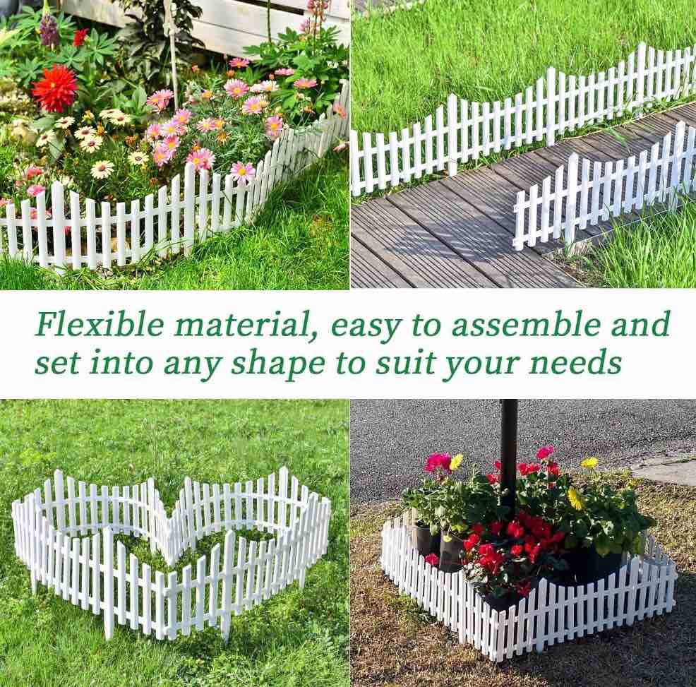 Condition photo showing New/Like New for garden edging border, 24 ft no-dig landscape edging fence 13 inch tall for patio yard driveway flower bed landscape path, 12 packs, white