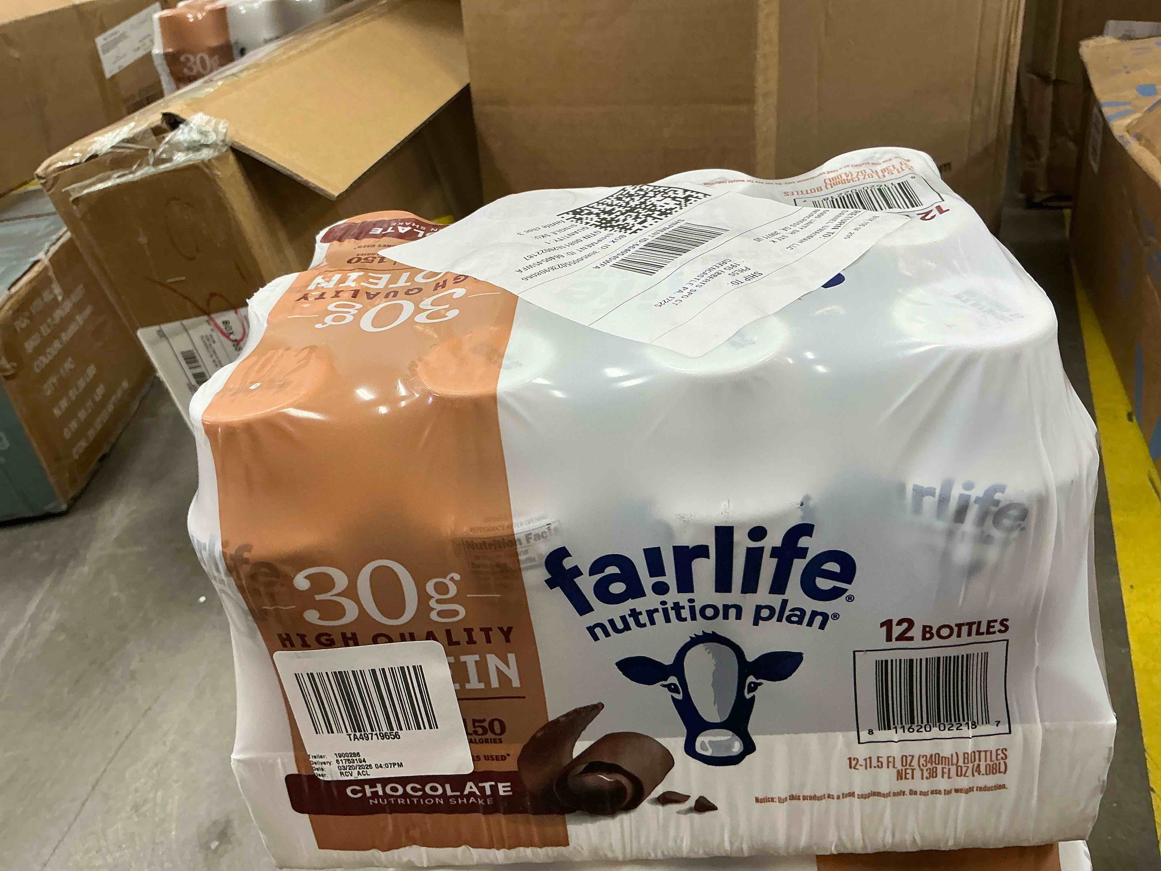 Condition photo showing New/Like New for fairlife nutrition plan high protein chocolate shake  12 pk. (( bb 02/03/27 )))