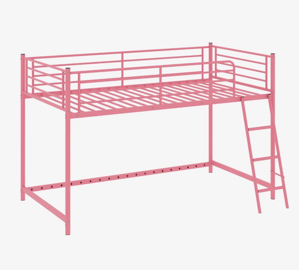 Condition photo showing New/Like New for zimtown junior metal twin loft bed, pink