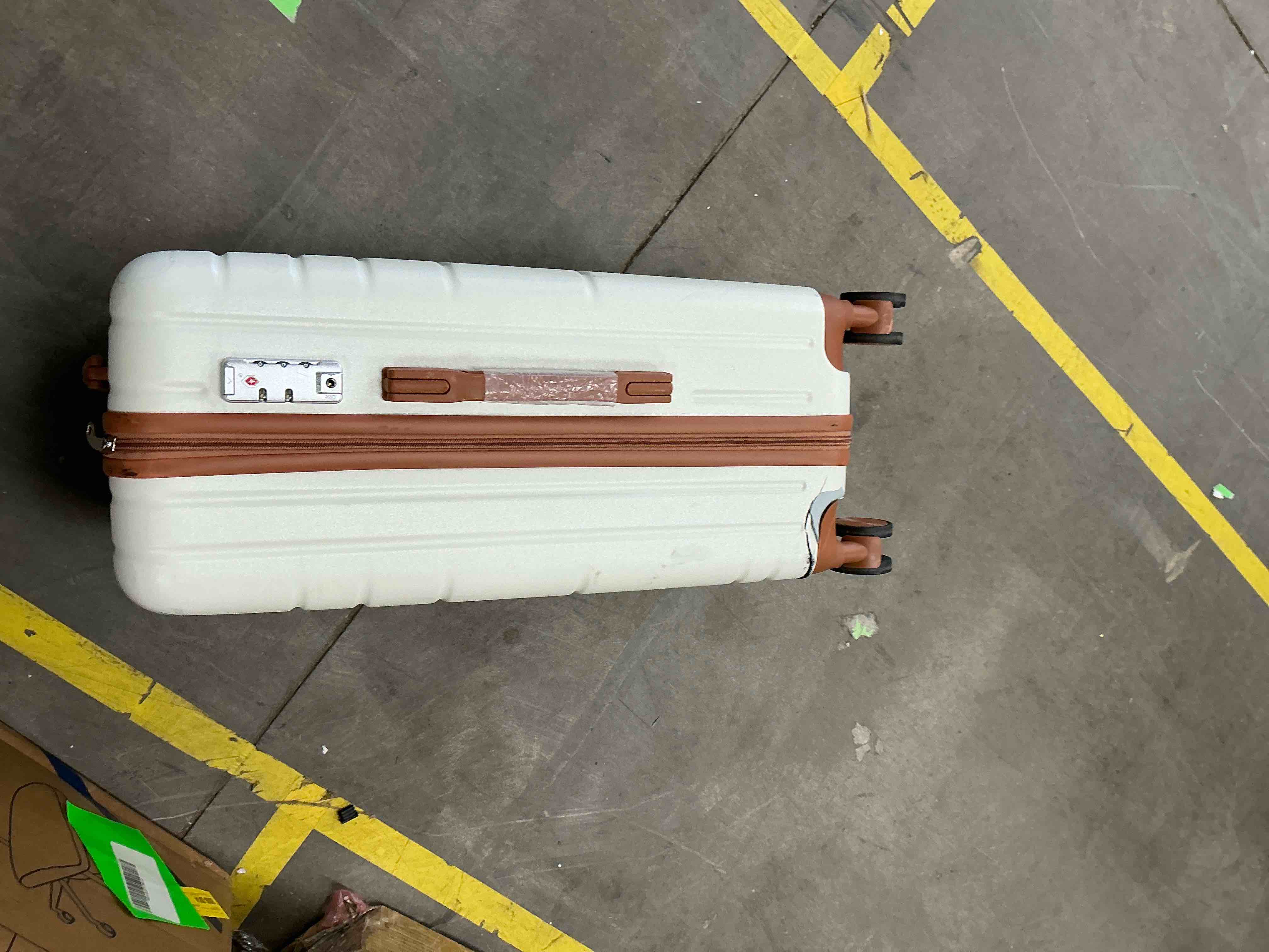 Condition photo showing As Is for zimtown luggage suitcase abs hardside lightweight with tsa lock spinner wheels, beige ((( 24” only ))