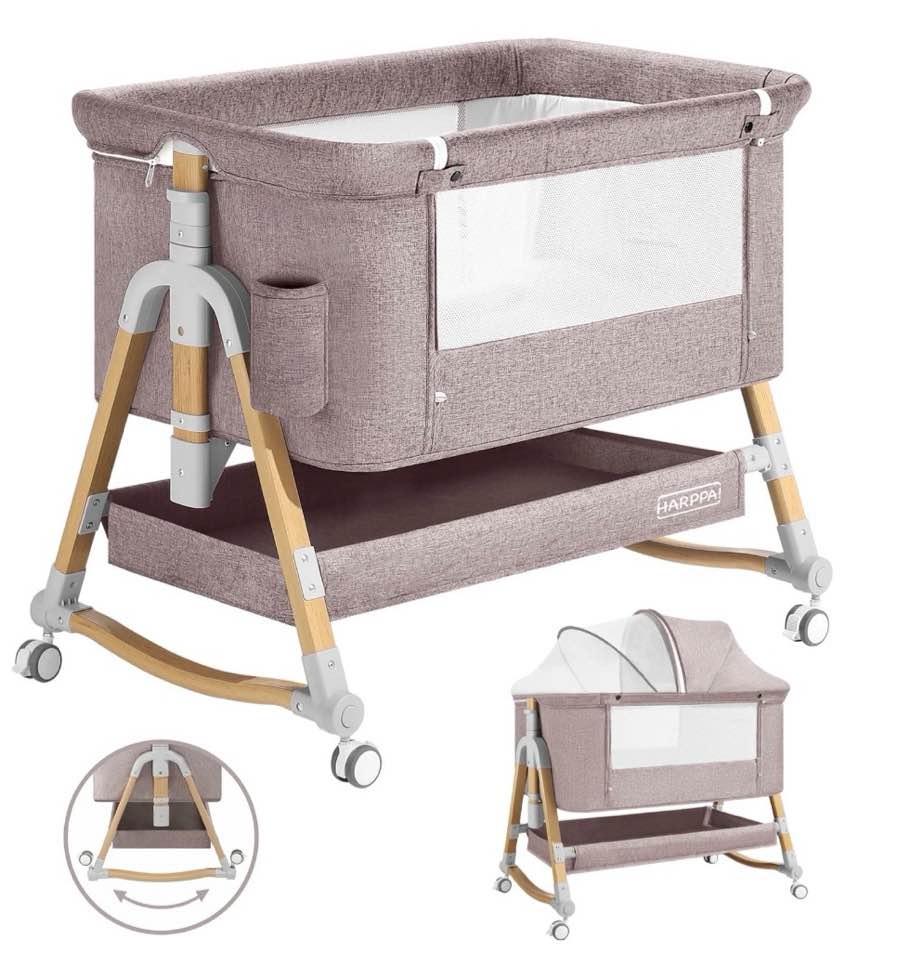 HARPPA 3-in-1 Baby Bassinet Bedside Sleeper, Khaki