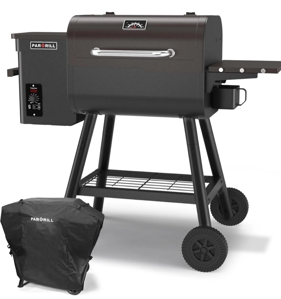 PARGRILL 467 sq.in Wood Pellet Grill & Smoker, Bronze Black BBQ Grill with Cover