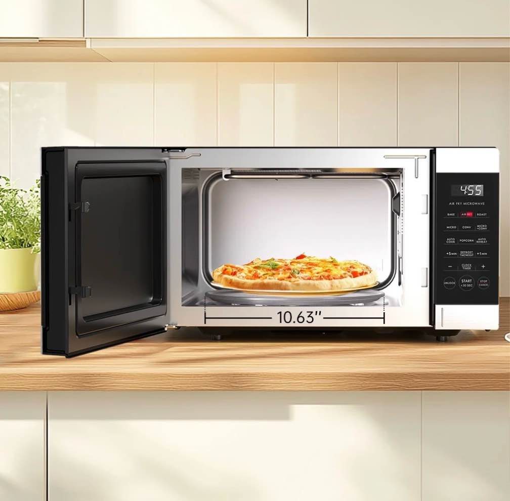 Galanz 0.9 Cu ft Air Fry Countertop Microwave  900 Watts  Stainless Steel  New