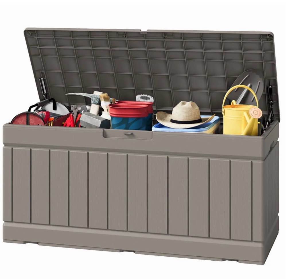 Homall 82 Gallon Outdoor Storage in Resin Deck Box Lockable Deck Box  Beige