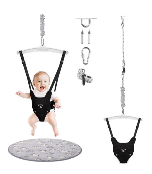 G TALECO GEAR Baby Jumper with a Ceiling Hook for Infant & Toddlers with Adjustable Chain, Bouncers for Indoor/Outdoor, Baby Doorway Jumper with Soft Rug