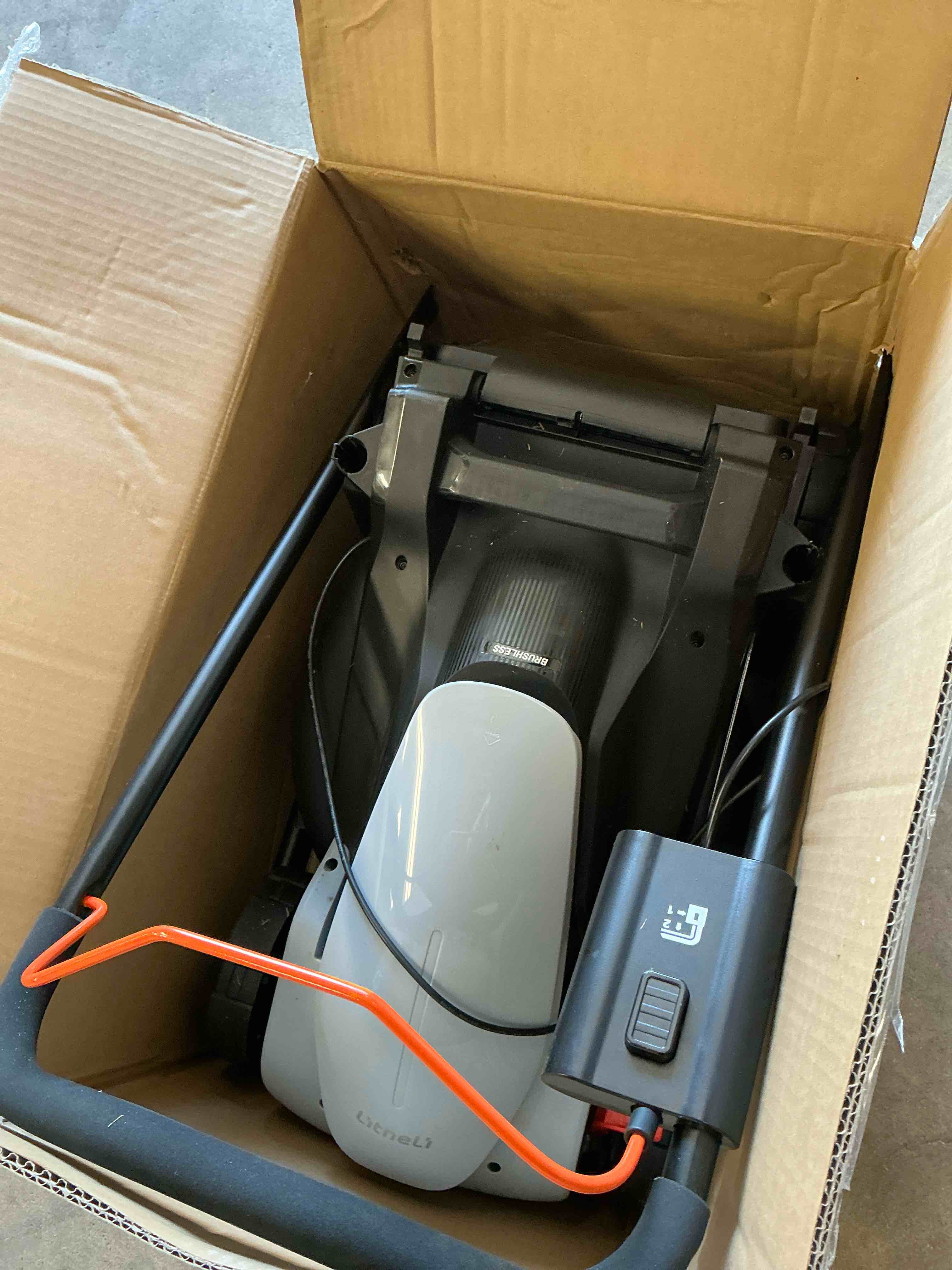 Condition photo showing Good Condition for litheli 20v 13  cordless lawn mower 16.34 in with brushless motor + 4.0ah battery & charger 27.3 lb  manpower driven