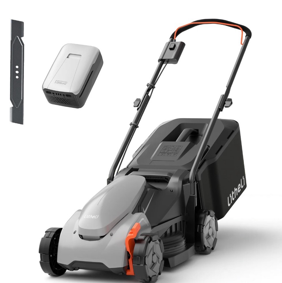 litheli 20v 13 cordless lawn mower 16.34 in with brushless motor + 4.0ah battery & charger 27.3 lb manpower driven