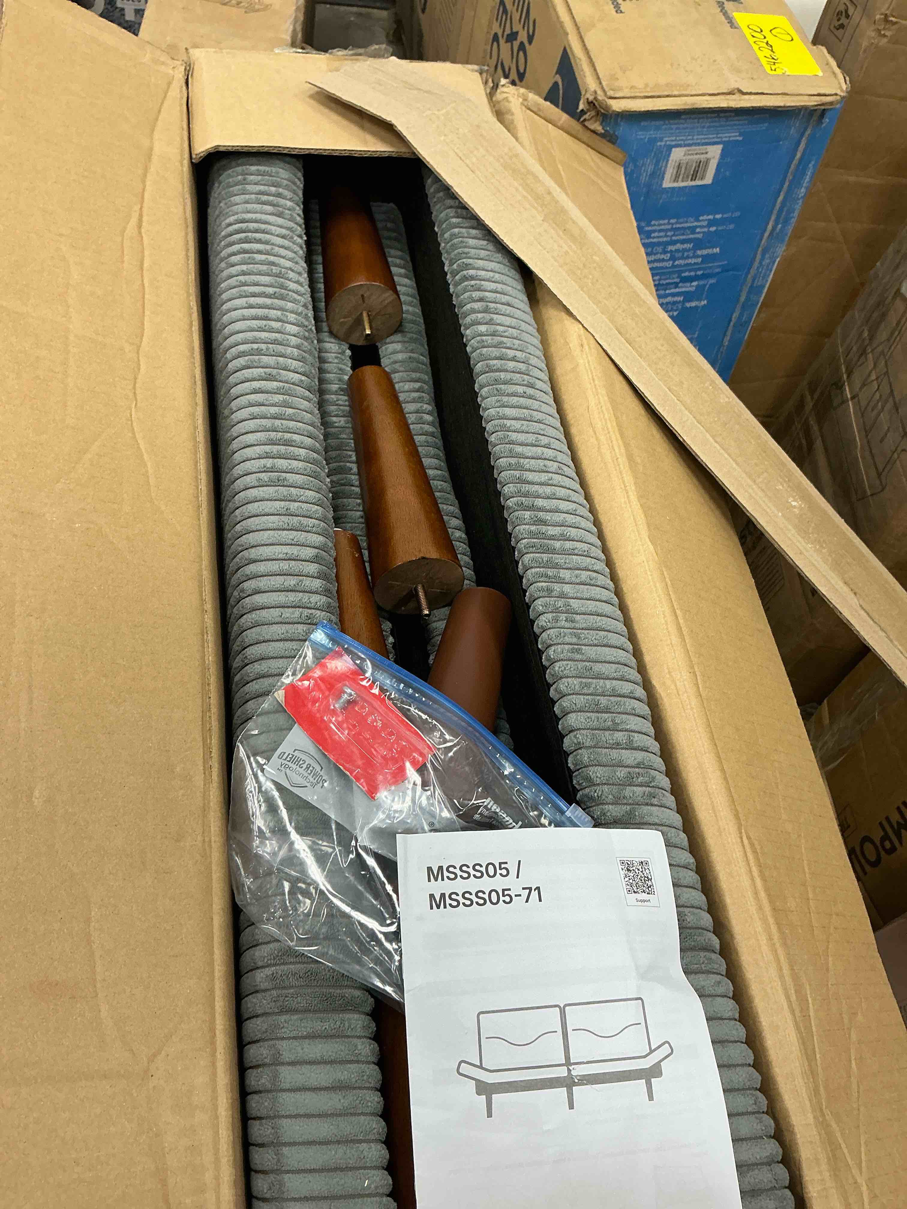 Condition photo showing Good Condition for chitooma 75" corduroy futon sofa bed, gray convertible couch with adjustable backrest and 6-level armrests, comfy sleeper sofa for living room, apartment, or office