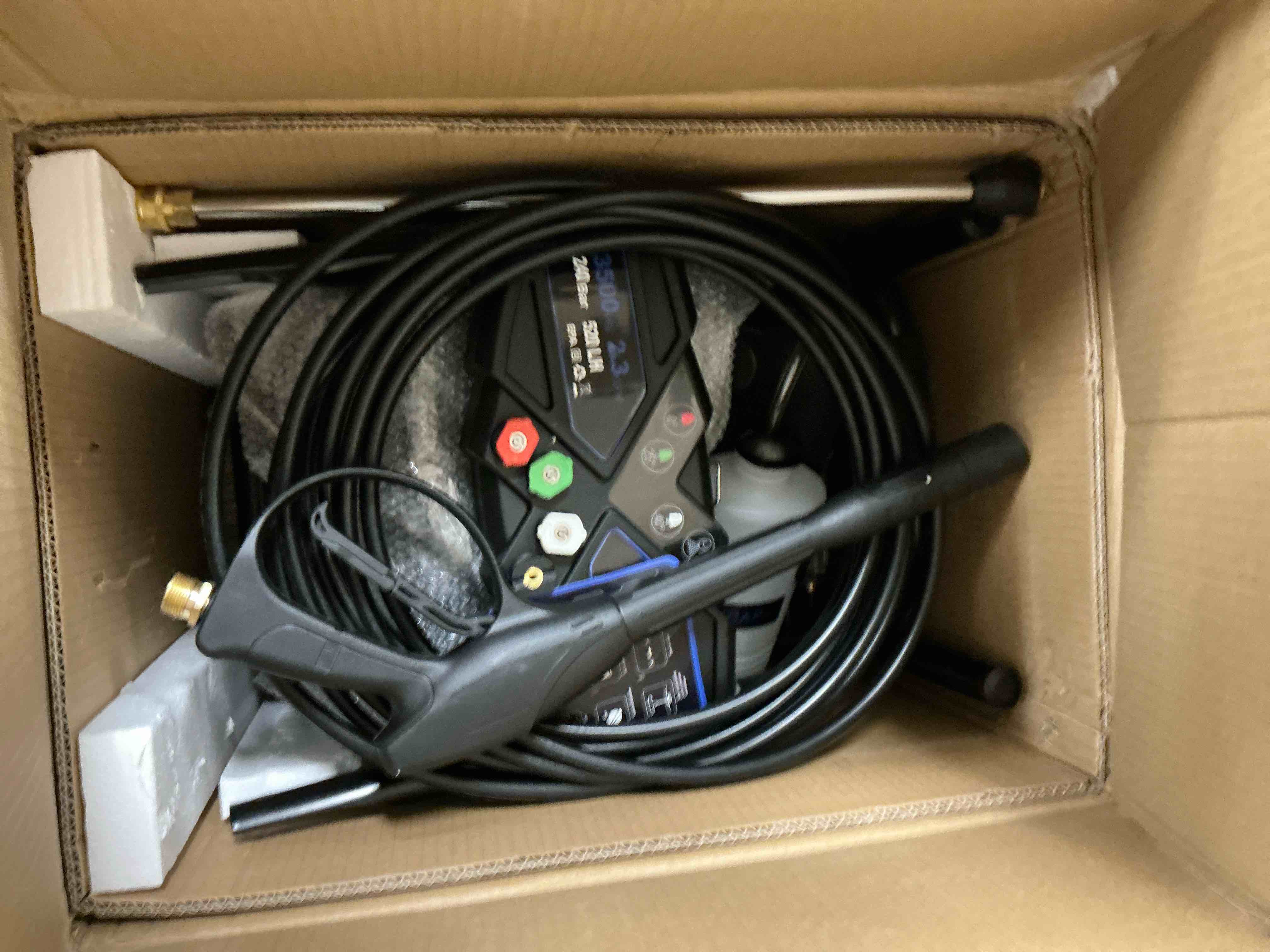 Condition photo showing Good Condition for efurden 3500psi 2.3gpm gas pressure washer with 209cc 7hp engine, 4 quick connect nozzles, 25ft pressure hose & soap tank