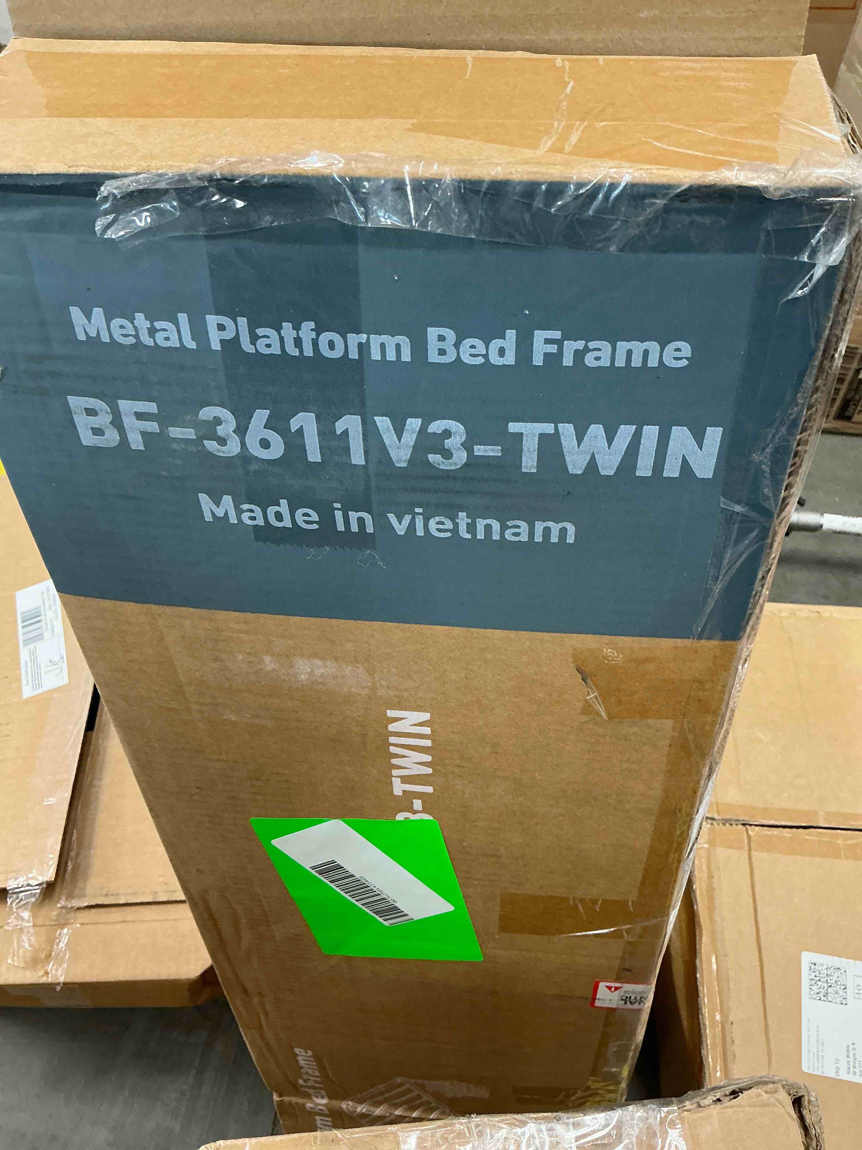 Condition photo showing New/Like New for concetta 14" twin bed frame, heavy duty metal platform bed frame with underbed storage for bedroom, no box spring required, black