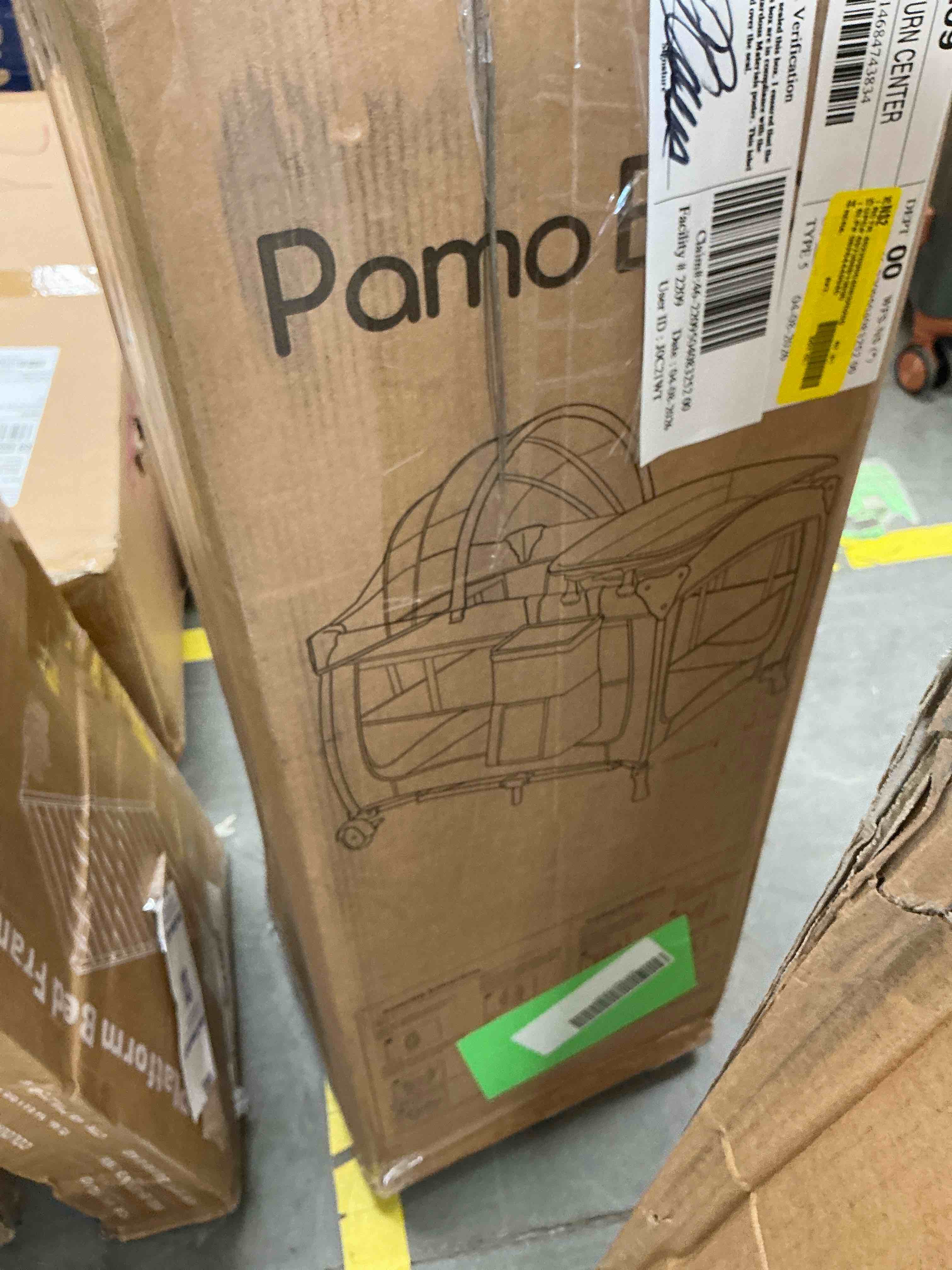 Condition photo showing New/Like New for pamo babe unisex portable baby play yard include wheels, canopy, changing table for newborn(grey)