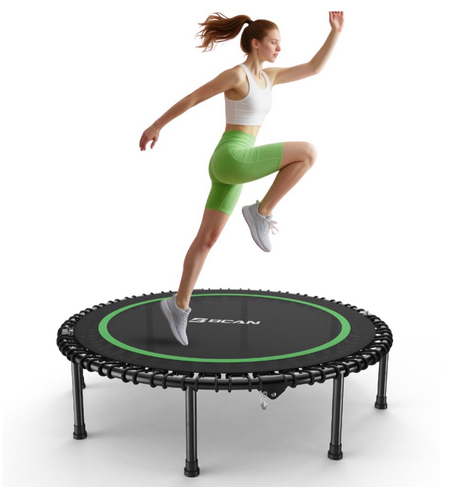 bcan 40" fitness trampoline with bungees, 450lbs foldable mini trampoline