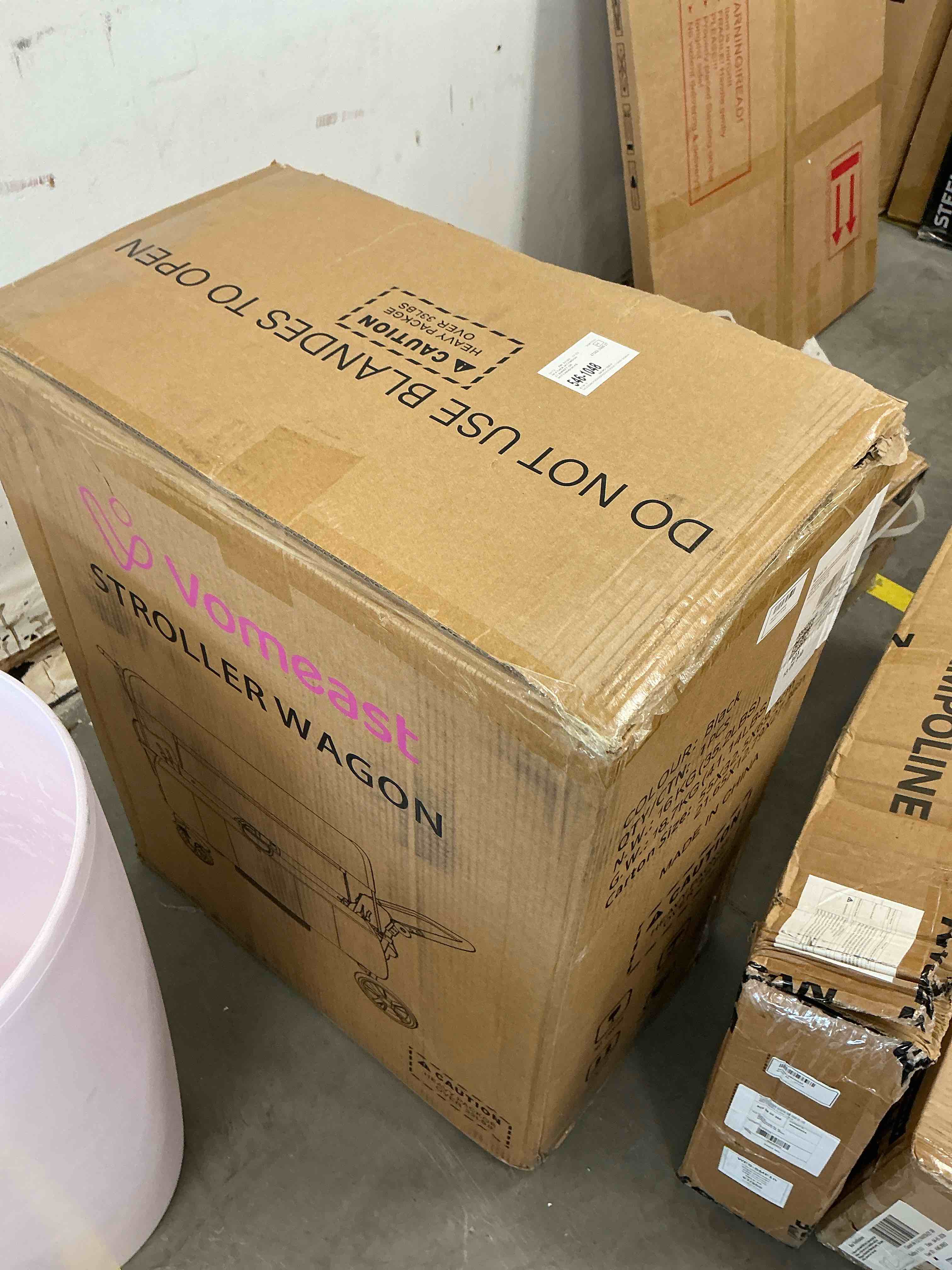 Condition photo showing New/Like New for vomeast wagon stroller for kids,spacious 2-seater stroller wagon with adjustable canopy,pull & push handle,5-point harness,foldable for toddlers, black