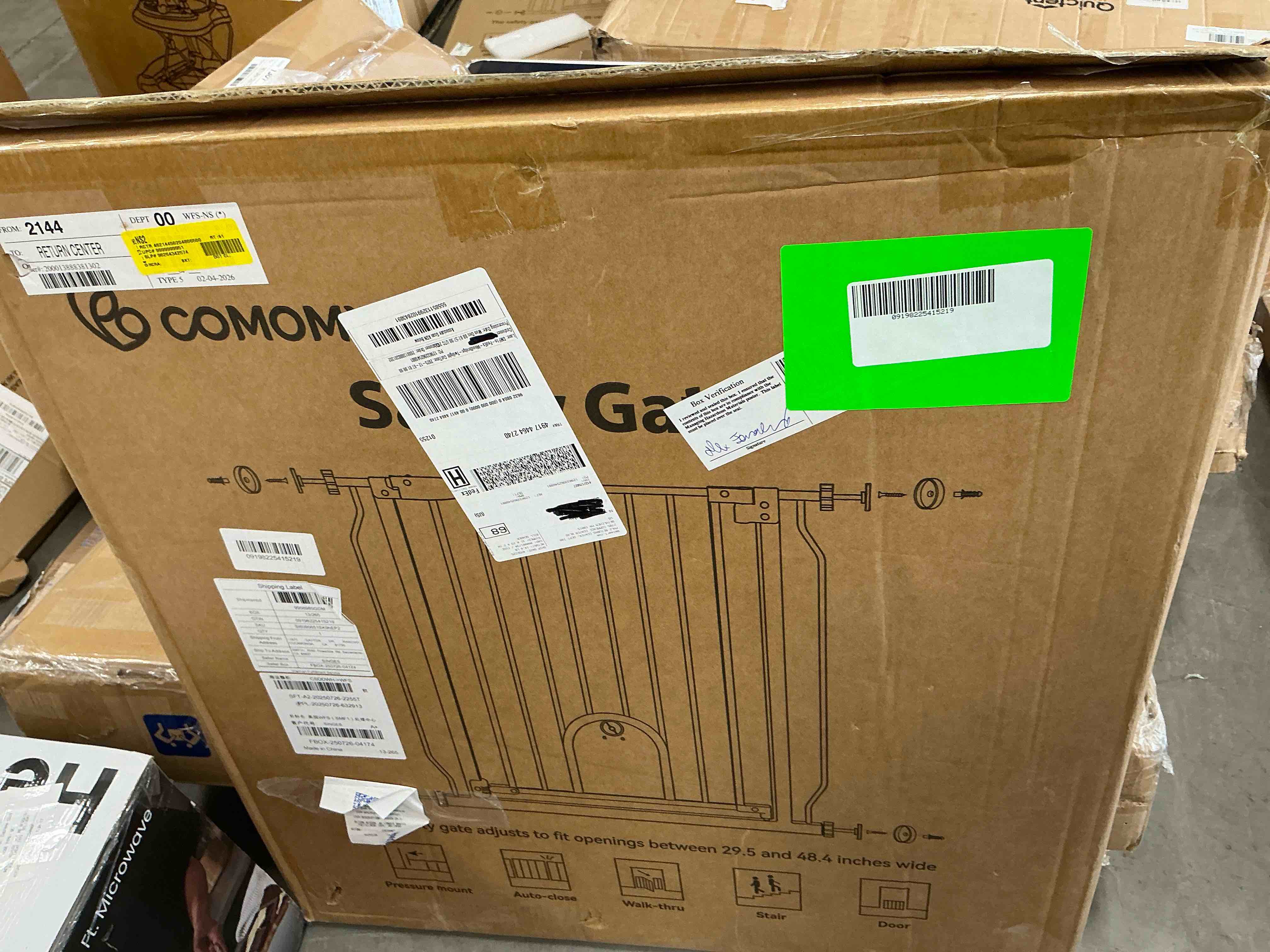 Condition photo showing New/Like New for caveen 29.5-48.4" wide pet safety gate with cat door pressure mount, black