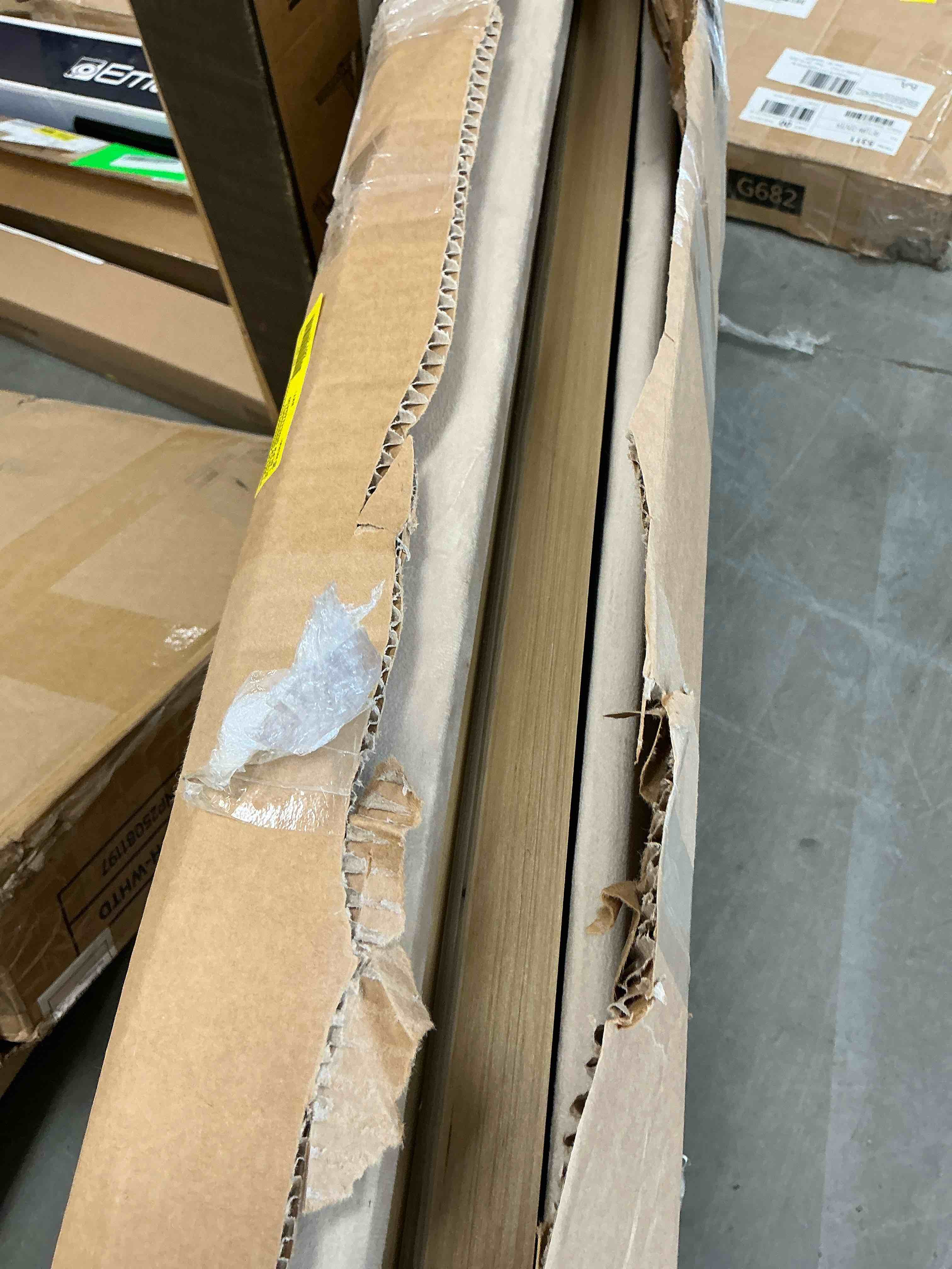 Condition photo showing Good Condition for edx upholstered queen bed frame with height-adjustable headboard and crystal buckle accents, beige