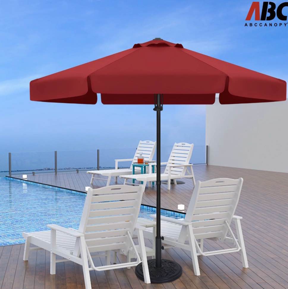 abccanopy 7.5ft outdoor market hand push patio umbrella with hanging edge 12+colors  burgundy
