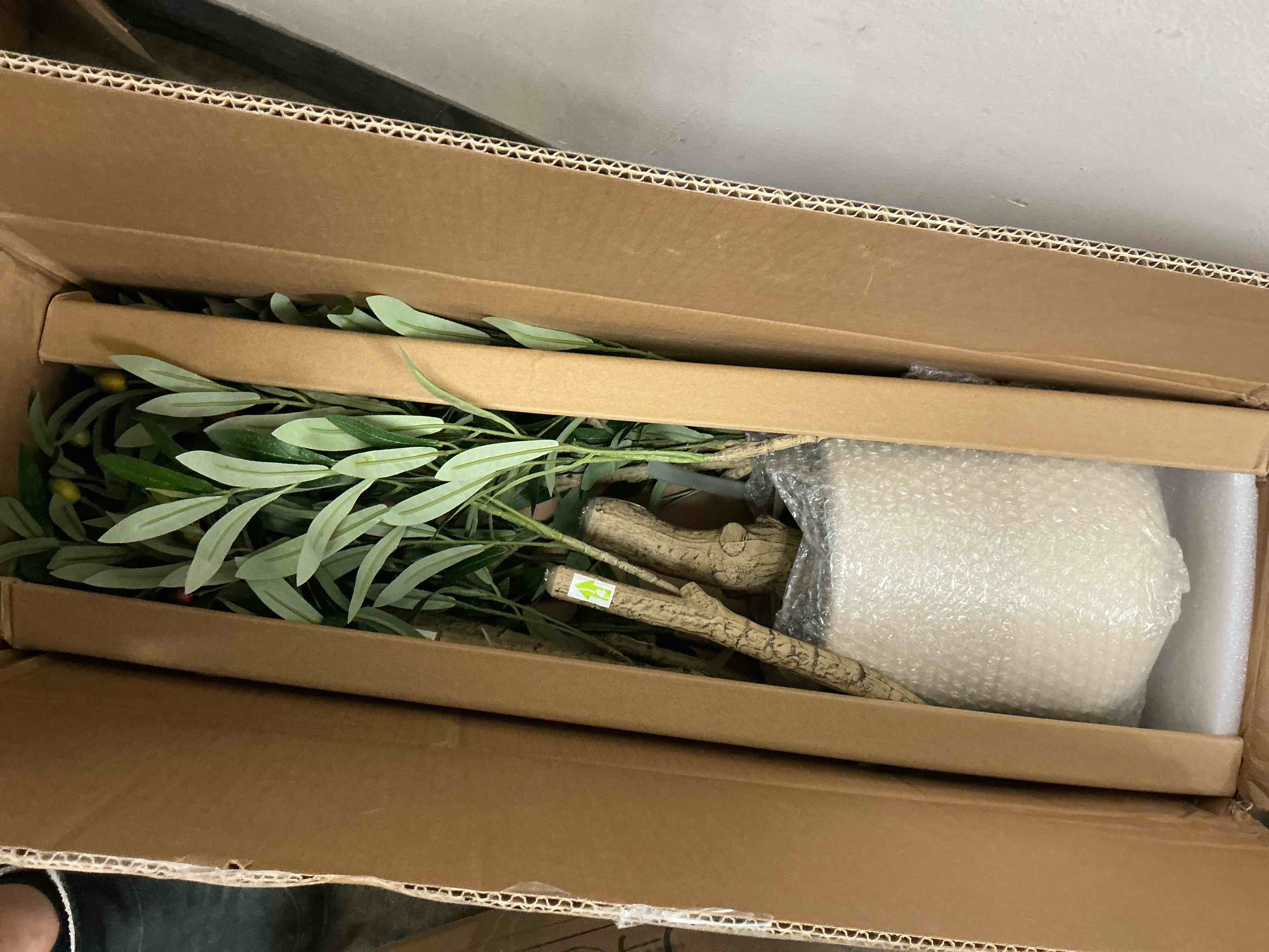 Condition photo showing New/Like New for dr.planzen 5ft dense artificial olive tree - faux olive plant for indoor & outdoor decor - adjustable branches - uv resistant realistic olive tree in white planter
