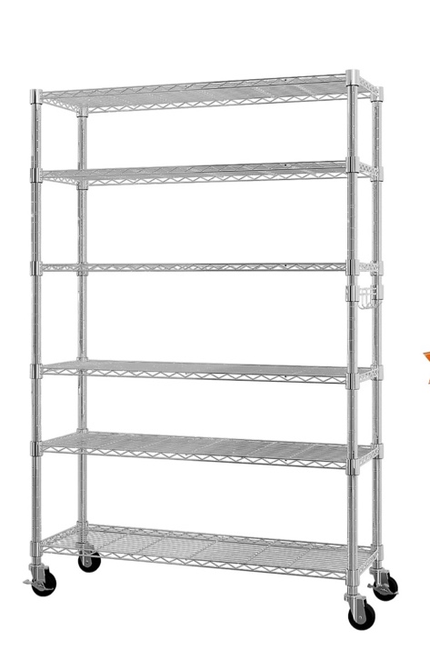 Condition photo showing Good Condition for ktaxon 6 tier wire shelving with wheels 2400lbs capacity, heavy duty storage rack for home garage, 46"w x 18"d x 82"h adjustable shelves, silver