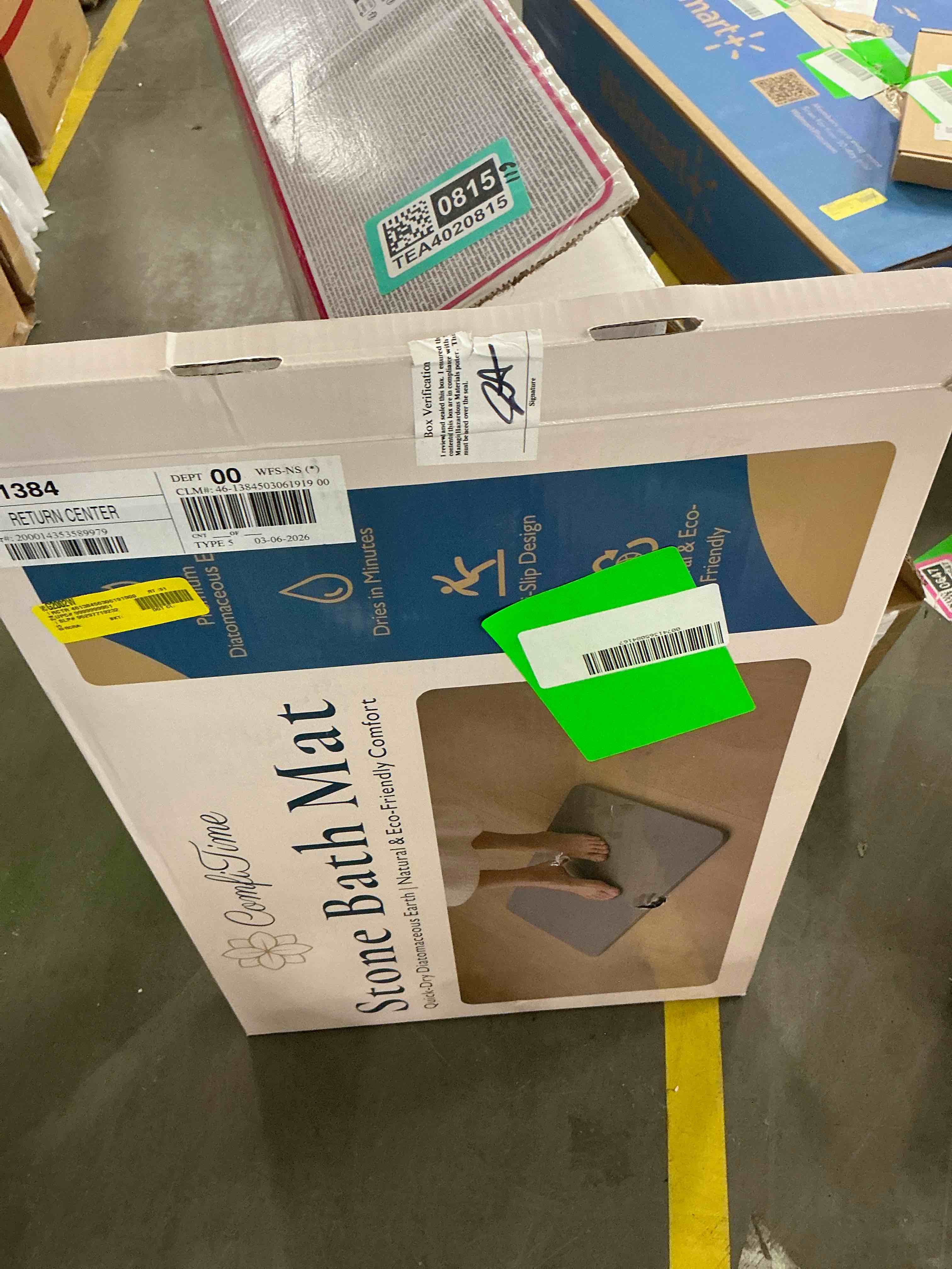 Condition photo showing New/Like New for comfitime stone bath mat, super absorbent & fast drying diatomaceous earth shower mat, none slip drying mat for bathroom floor/kitchen, easy to clean bathroom mat, white