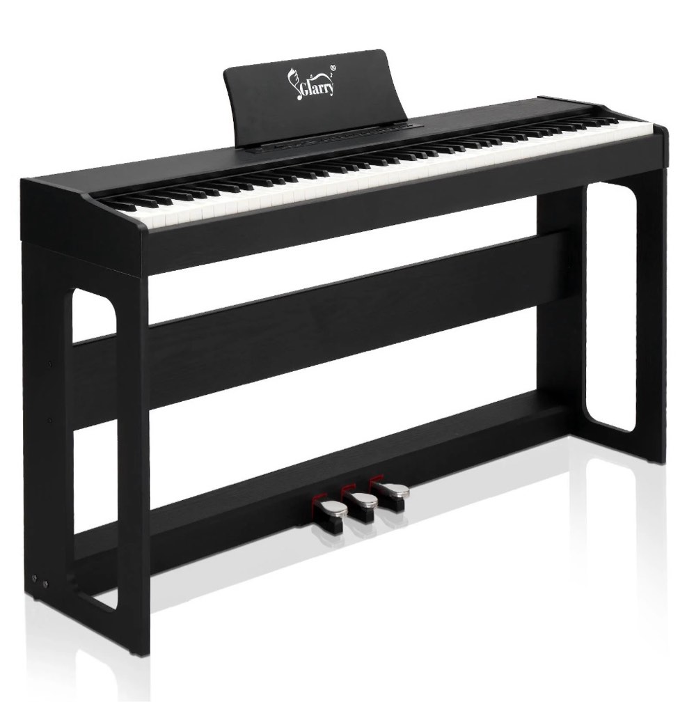 glarry 88 keys full weighted keyboards digital piano with furniture stand, black