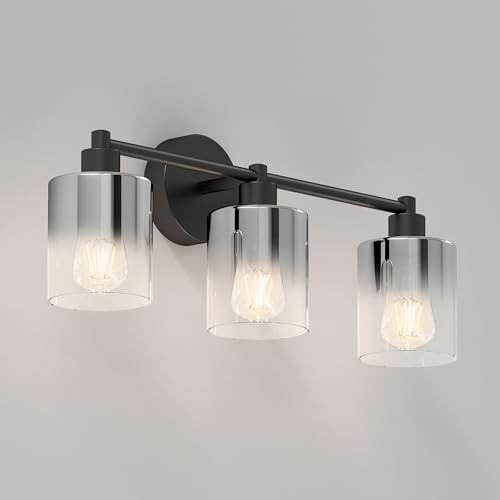 artika haze modern 3-light bathroom vanity light smoked glass shade - bulb not included