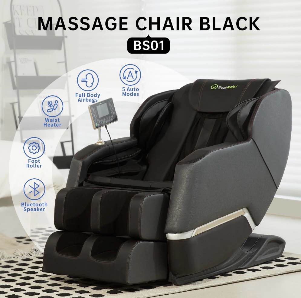 Condition photo showing New/Like New for real relax full body zero gravity shiatsu recliner electric massage chair black