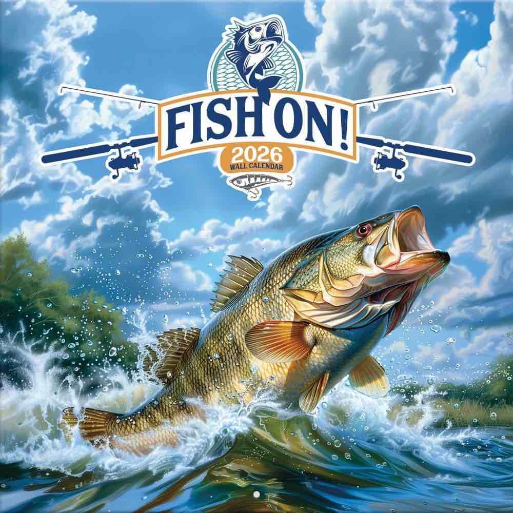 Turner Licensing, Fish On 2026 Wall Calendar, 12'' X 12'', 12-Month Calendar with Wire-O Binding