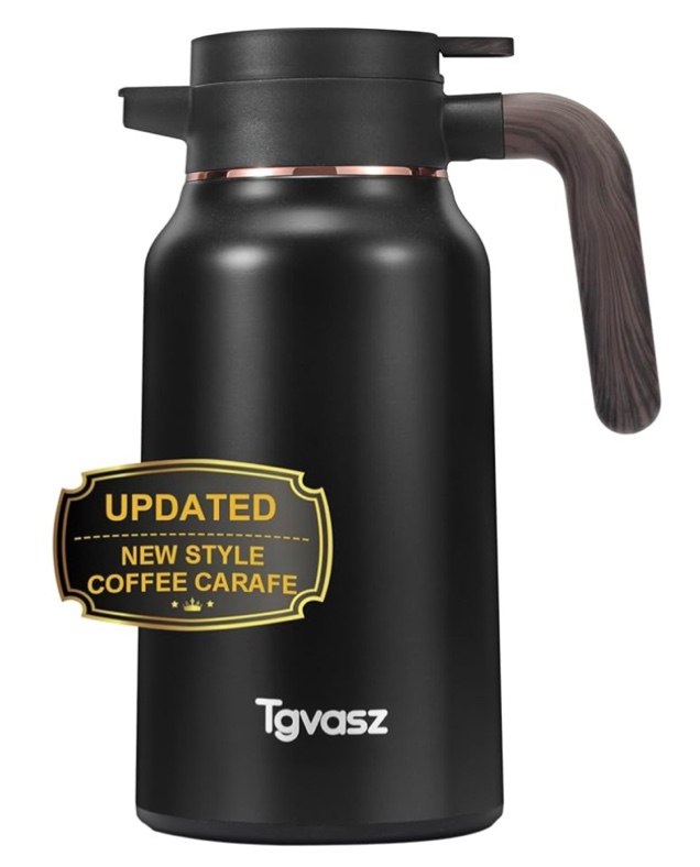 Thermal Coffee Carafe 70 oz - 36 Hour Hot Stainless Steel Carafes for Hot Liquids-Insulated Coffee Carafes For Keeping Hot/Cold Coffee, Tea, Water,Milk, Creamer Dispenser for Coffee Bar(Black)