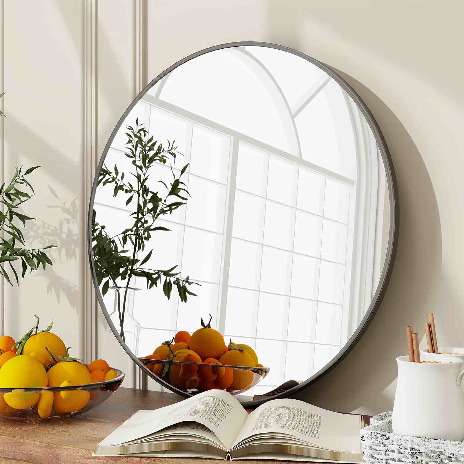 BEAUTYPEAK 24" Wall Mirror Bathroom Mirror Wall Mounted Round Mirror.golden 