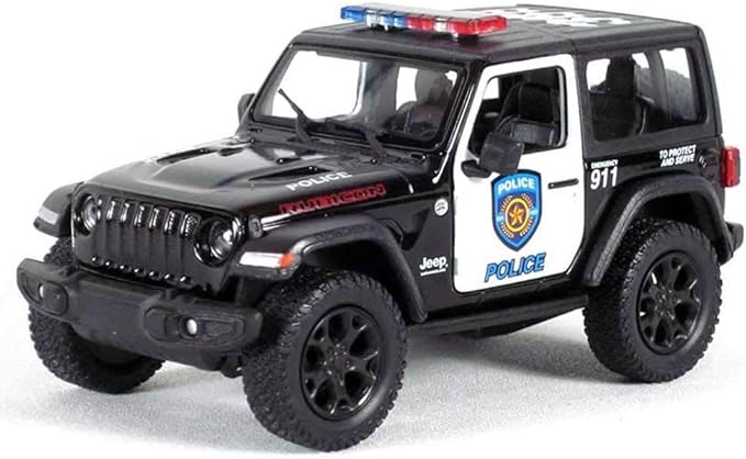 KiNSMART - Jeep Wrangler Rubicon Off Road 4x4 5 inch 1:34 Scale Die Cast Model Replica Toy Car (Rescue Police)