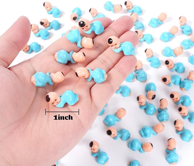 My Water Broke Baby Shower Game with 100 Mini Plastic Babies, 3 Ice Cube Trays, for Party Decorations Baby Shower Games (Blue)
