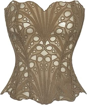 HGps8w Strapless Corset Top for Women Sexy Hollow Floral Lace Overbust Corset Bustier Clubwear Bodyshaper Bandeau Tops( size L )
