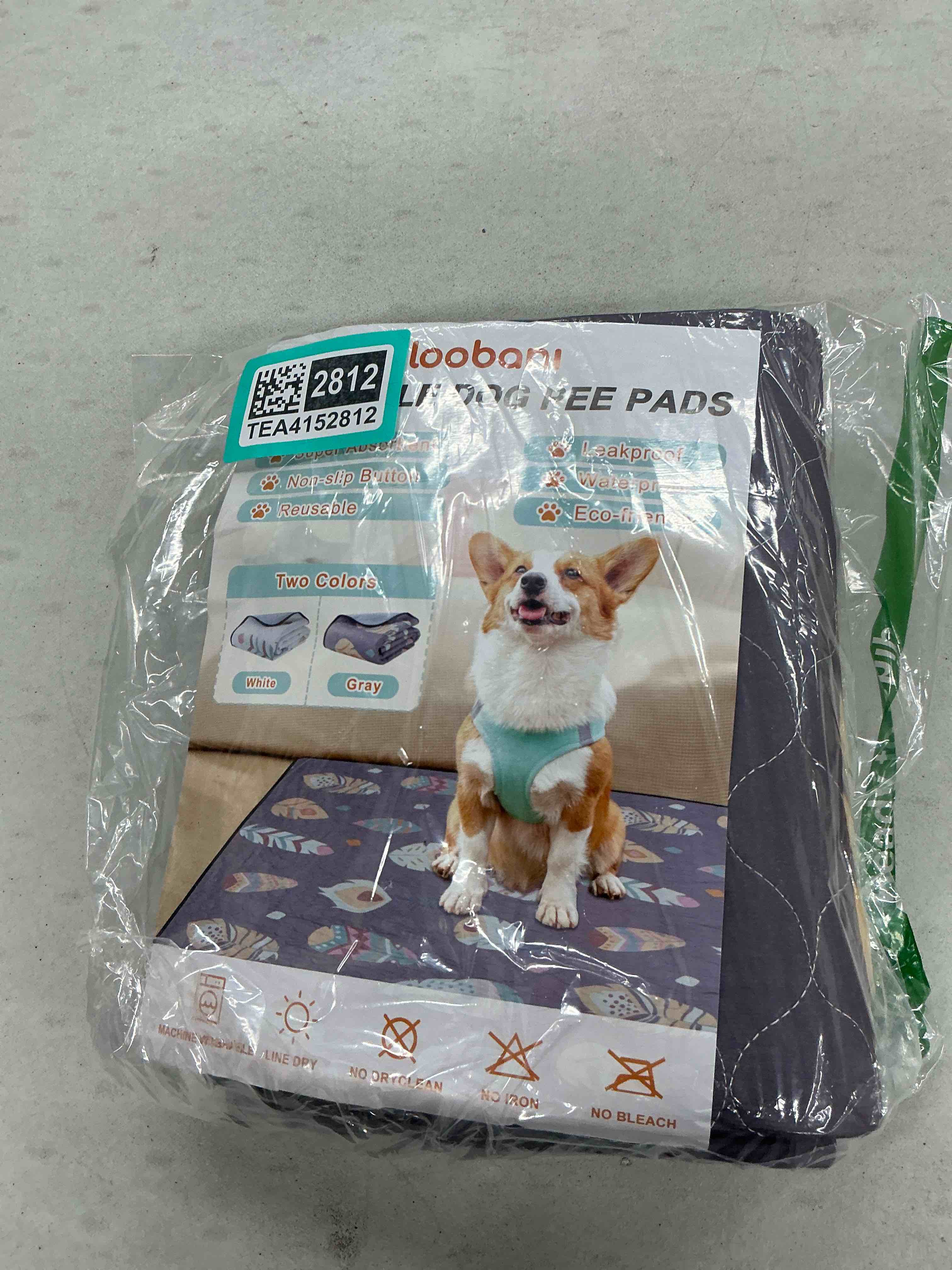 Condition photo showing New/Like New for LOOBANI Washable Pee Pads for Dogs,4 Pack Ultra-Absorbent and Leak-Proof Whelping Pads, Non-Slip Reusable Puppy Pads, Waterproof Puppy Training Pads for Playpen, Crate, Housebreak-18x24(White) White 18''x24''-4 Pack