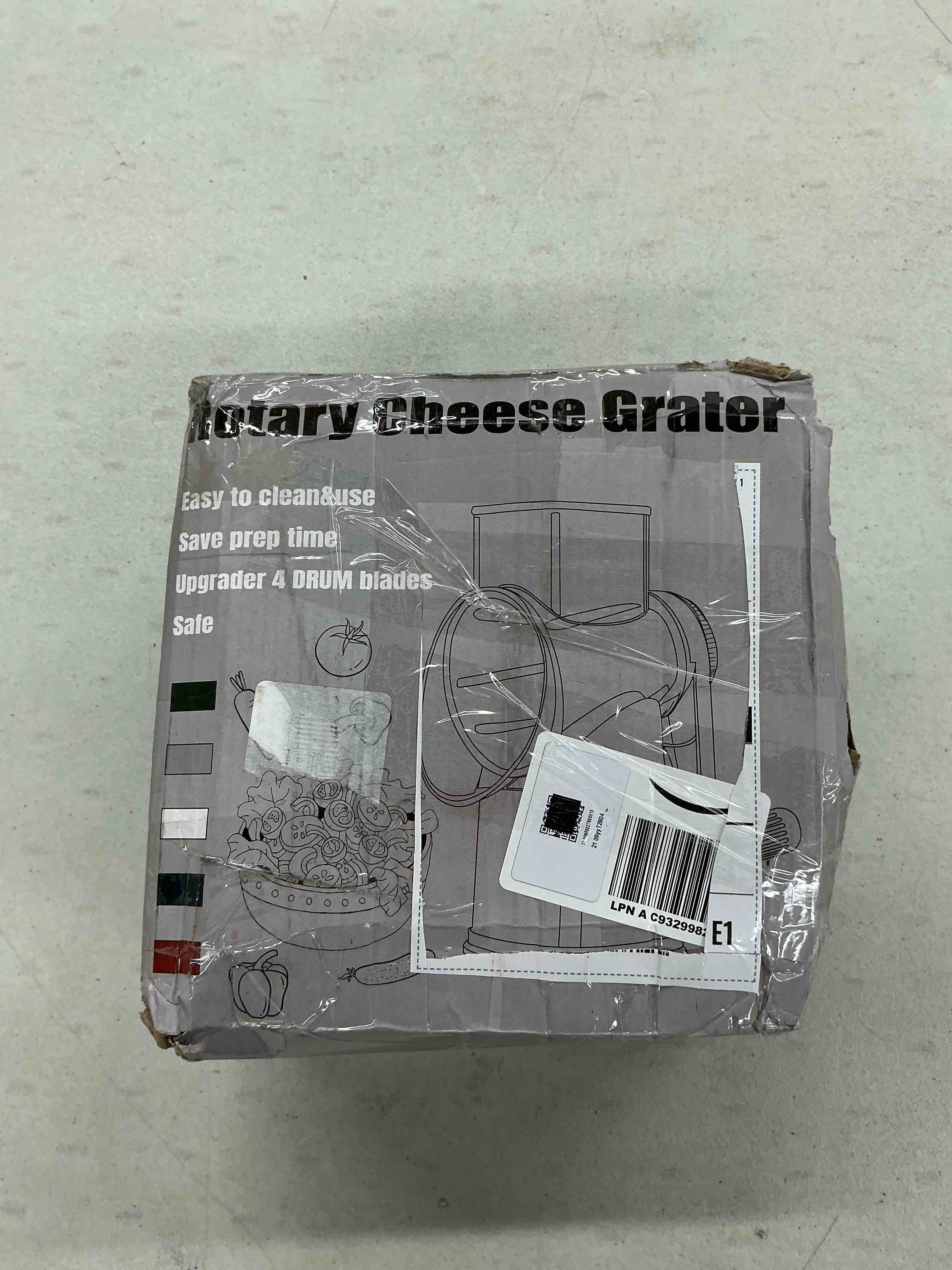 Condition photo showing Good Condition for VEKAYA Cheese Grater, Cheese Grater Hand Crank, 4 Interchangeable Blades Cheese Shredder, Vegetable Slicer, Non-slip Suction Base, Easy to Clean Rotary Grater with Handle (White Grey)