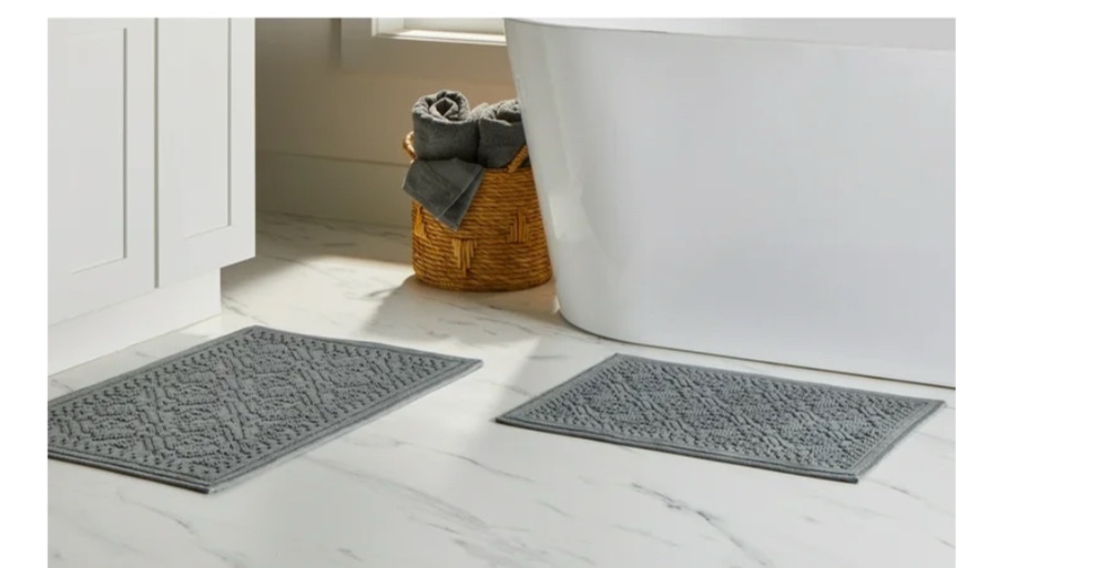 Better Homes & Gardens Kati Lattice Bath Rug Set, Gray Flannel, 2 Piece, 17" x 24" and 20" x 30"