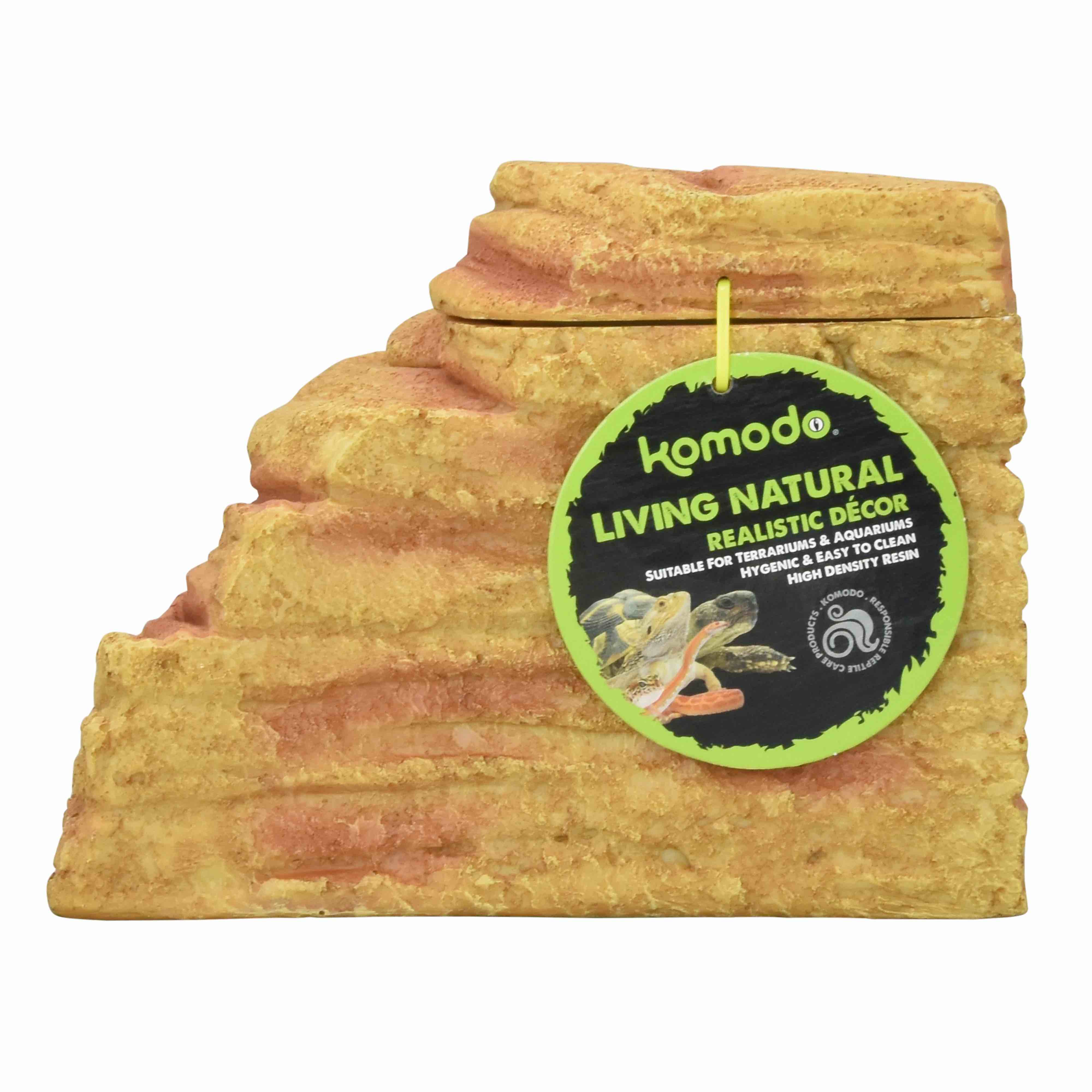 Komodo Adobe Corner Hideaway with Lid Decor for Reptile Terrarium Habitat