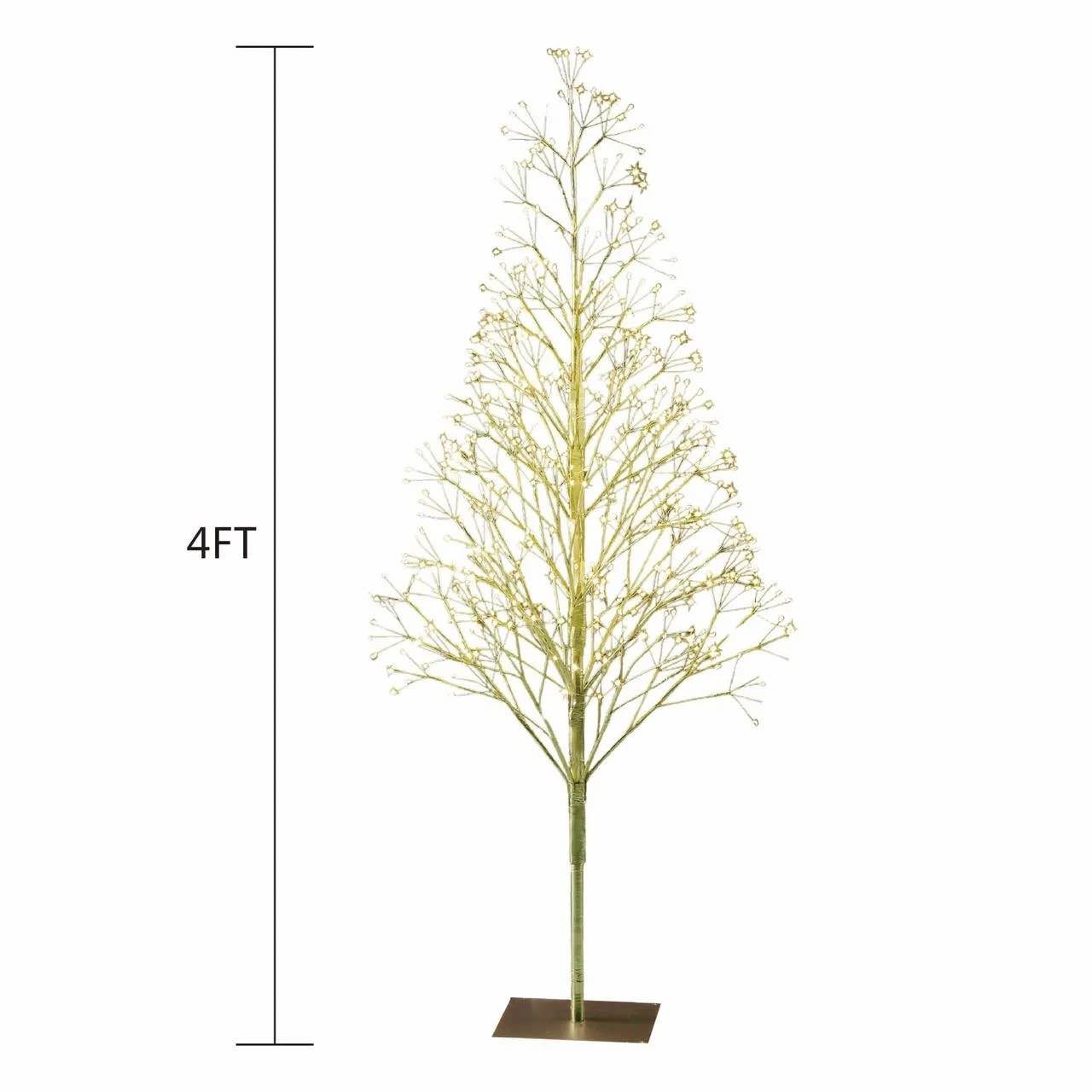 Starburst Gold 4' Artificial Christmas Tree Pre-lit with 500 LED Lights