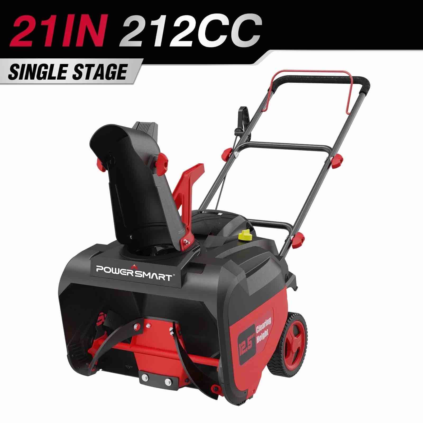 PowerSmart 21" 212cc Gas Powered Snow Blower, Easy To Use And Foldable Design