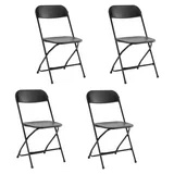 CONCETTA Plastic Folding Chair Set of 4, 330LB Load Capacity Lightweight for Indoor/Outdoor, Black