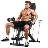 Upgo Adjustable Folding Weight Bench for Home Gym  Includes Resistance Bands