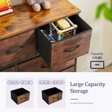 EDX 9 Drawer Dresser, Wide Chest of Drawers Nightstand Storage Tower Storage Fabric Dresser with Wood Top for Living Room, Bedroom, Hallway,Rustic Brown