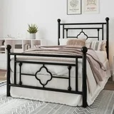 Amolife Twin Size Metal Platform Bed Frame with Vintage Cross Pattern Headboard&Footboard, Black
