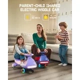 FanttikRide 12V N7 Pro Electric Wiggle Car with Pedal, 2-in-1 Kids Ride On Toy, Rechargeable Battery, 2-Speed, Anti-Rollover, Flashing Wheels, Bluetooth Music, for Ages 3+, 150 lbs, Blue