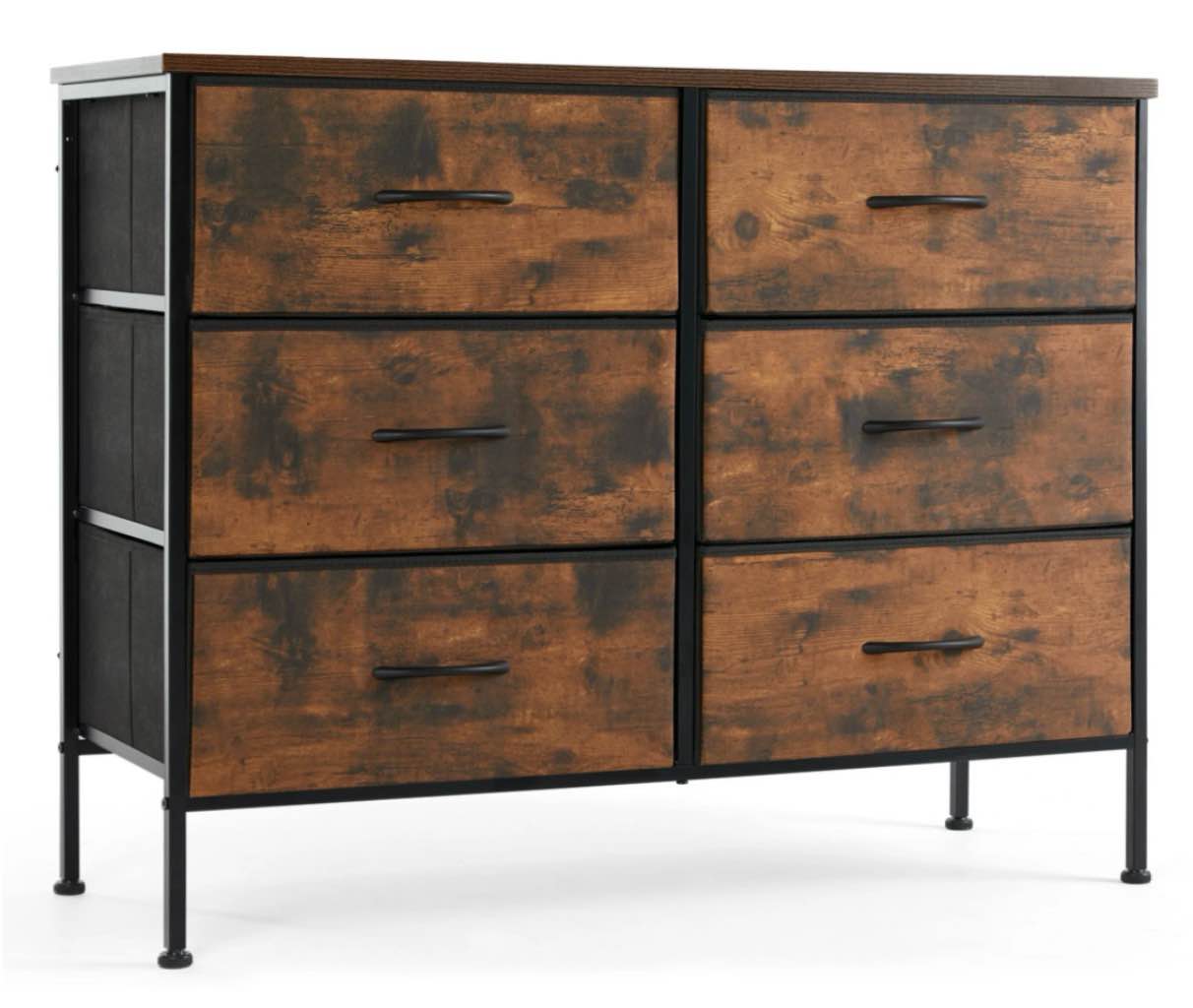CONCETTA 6 Fabric Drawers, Dresser for Bedroom Chest of Dresser TV Stand for Living Room, Nightstand for Bed, Rust