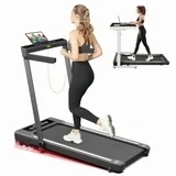 Treadmill with Auto Incline 3 in 1 Folding Handle handrail, Under Desk Portable Walking Pad for Home Office,Walking Jogging Running Pad 2.5HP Low Noise with Remote Control, White