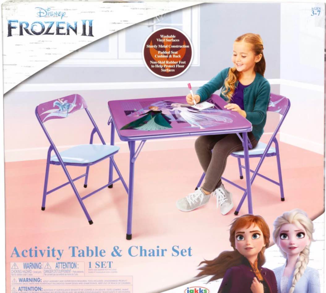 Disney Frozen Kids 3-Piece Activity Table and Chair Set, Purple