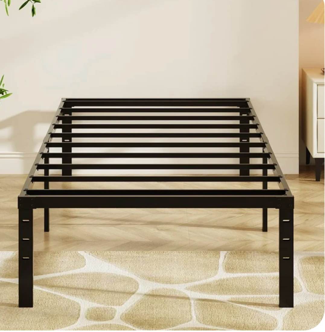 Zimtown 12 inch Twin Size Bed Frames Heavy Duty, Metal Platform Bed No Box Spring Needed, Black