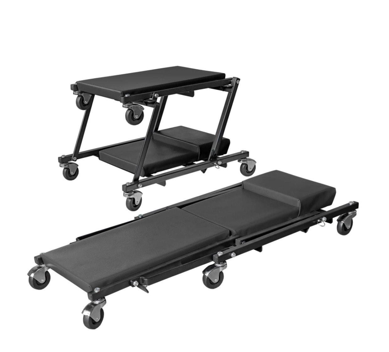 JACK BOSS Z-Creeper Seat,Foldable Creeper,2-in-1 Garage Shop Creeper for Auto Repair,36",Black,300 lbs Capacity,ATR6505BW