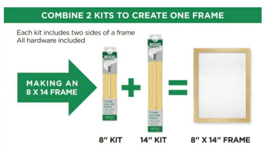 Nielsen Bainbridge 24" Ayous Sectional Frame Kit, Real Wood Picture Hanging Hardware with Flat Face, Natural Finish, Easy Assembly, Sturdy & Timeless