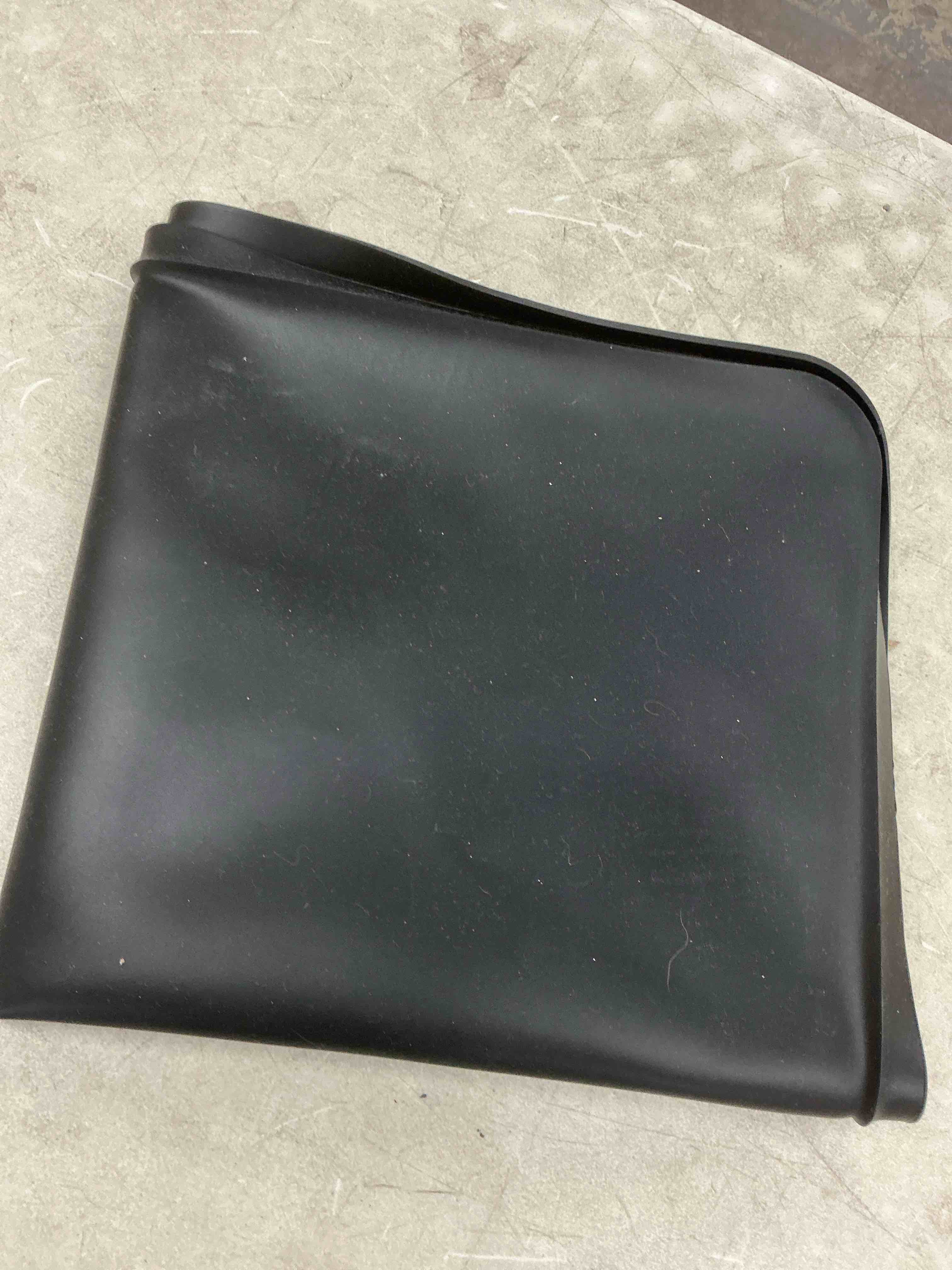 Condition photo showing As Is for QinSuiKai Mini Fridge Silicone Mat with Raised Edges, 24" x 24" x 0.8" Mini Fridge Drip Tray, Mini Refrigerator Carpets Floor Protector (24" Black No Base Raisers)